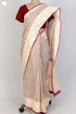 Kota Doria Saree With Chikankari Embroidery In Floral Block Print