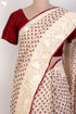 Kota Doria Saree With Chikankari Embroidery In Floral Block Print
