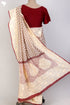 Kota Doria Saree With Chikankari Embroidery In Floral Block Print