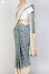 Kota Doria Saree With Chikankari Embroidery In Floral Block Print