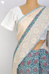 Kota Doria Saree With Chikankari Embroidery In Floral Block Print