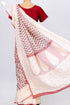 Kota Doria Saree In Floral Block Printwith Chikankari Embroidery