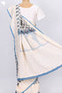 Kota Doria Saree In Floral Block Printwith Chikankari Embroidery