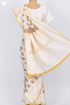 Kota Doria Saree In Floral Block Print with Chikankari Embroidery