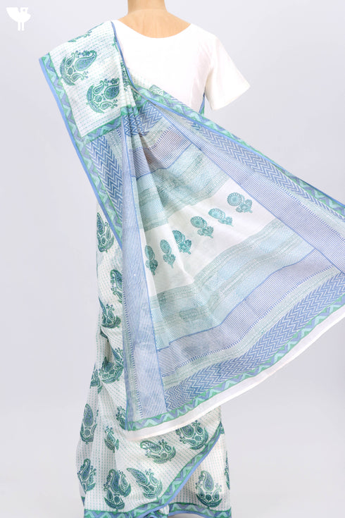 Maheshwari Saree In Paisley Block Print