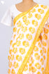 Mulmul Cotton Saree In Floral Block Print
