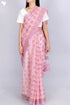 Kota Doria Saree In Floral Block Print