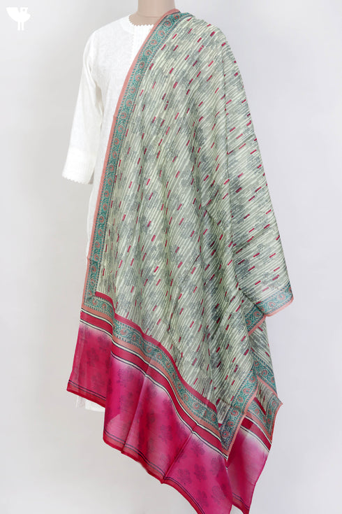 Chanderi Silk Dupatta In Floral Block Print