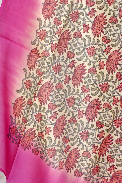 Chanderi Silk Dupatta In Floral Block Print