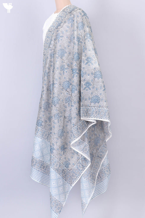 Chanderi Silk Dupatta In Floral Block Print