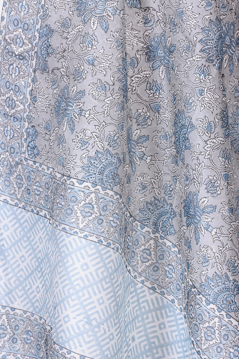 Chanderi Silk Dupatta In Floral Block Print