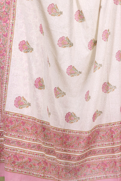 Mulmul Cotton Dupatta In Floral Block Print