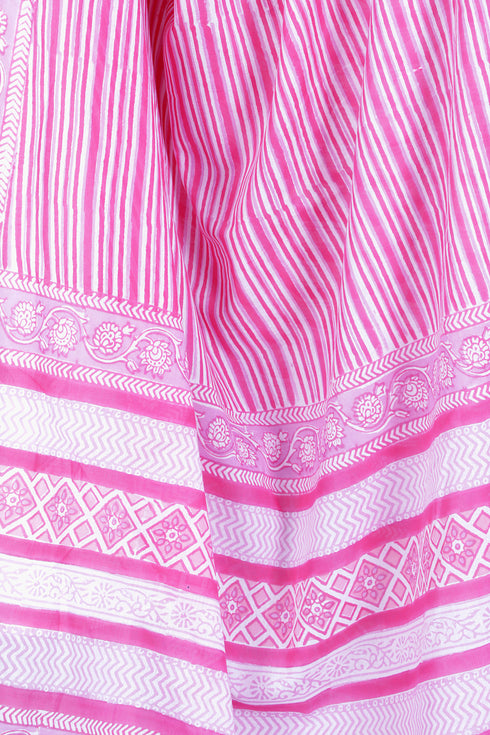 Mulmul Cotton Dupatta In Striped Block Print