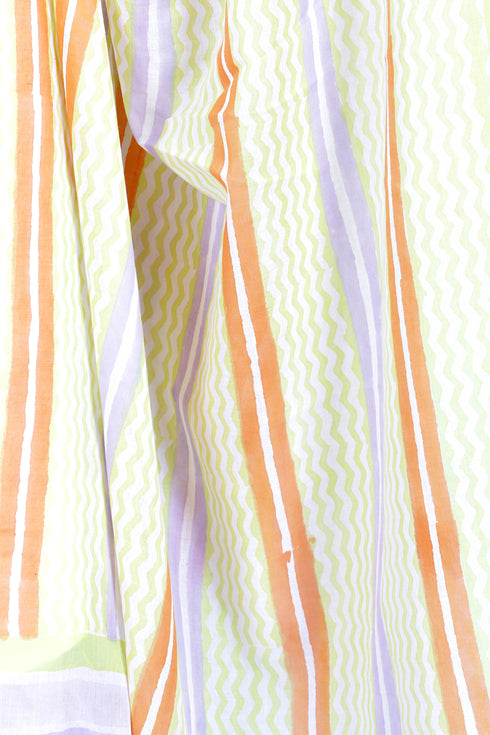 Mulmul Cotton Dupatta In Chevron Block Print