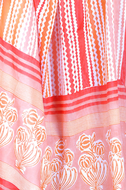 Mulmul Cotton Dupatta In Graphic Block Print