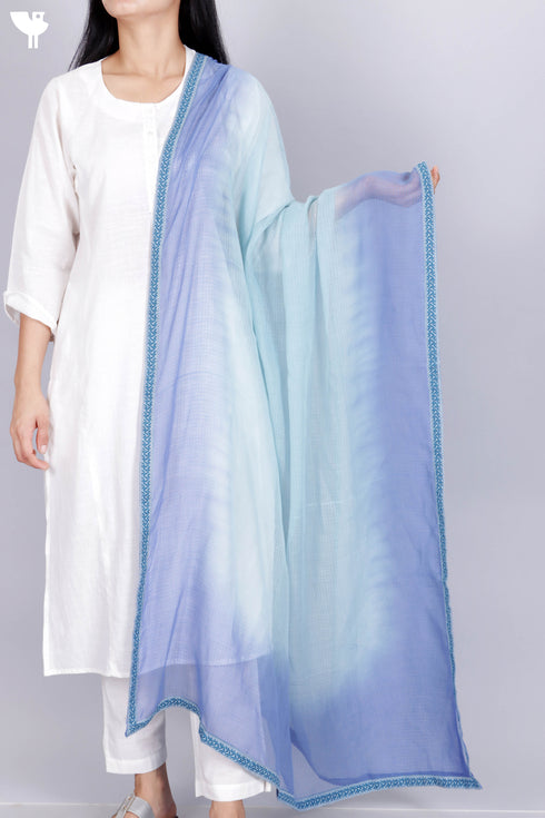 Kota Doria Dupatta With Printed Border