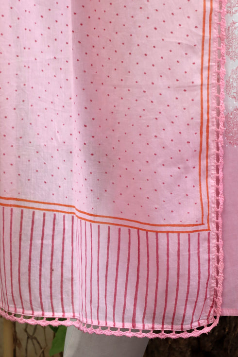Mulmul Cotton Stole In Striped Block Print