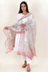 Kota Doria Dupatta With Floral Block Print