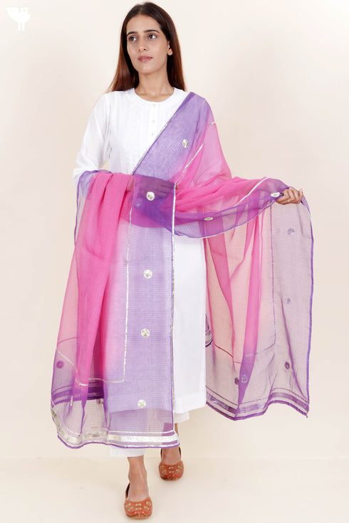 Kota Doria Dupatta With Gota Patti Embroidery