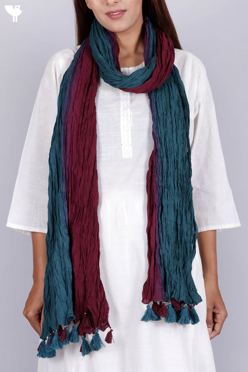 Mulmul Cotton Dupatta With Tassels