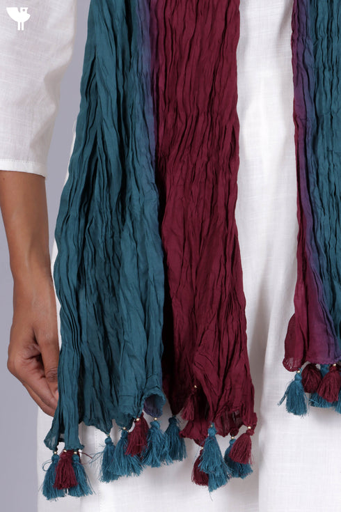 Mulmul Cotton Dupatta With Tassels