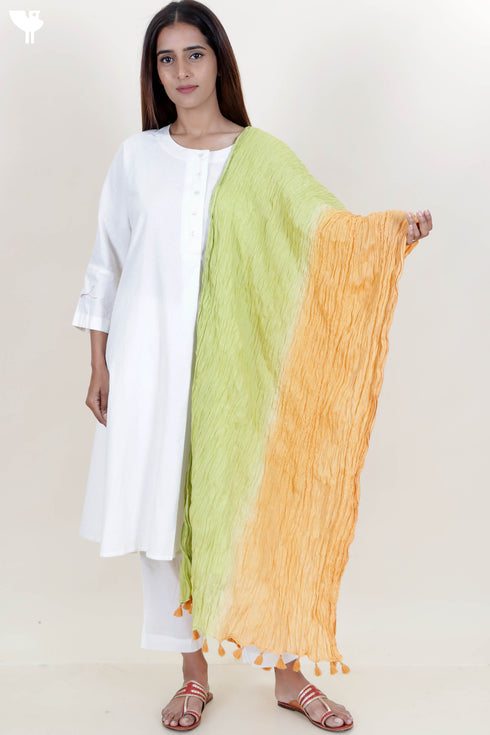Mulmul Cotton Dupatta With Tassels