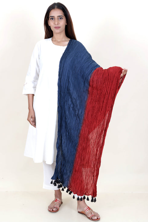 Mulmul Cotton Dupatta With Tassels