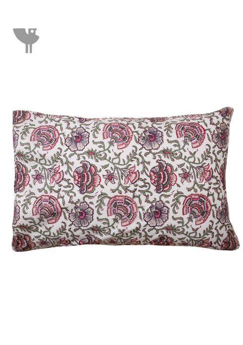 40s Cotton Pillow Cover In Lilac and Magenta Floral Print