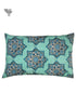 40s Cotton Pillow Cover In Mint Green and Slate Grey Geometric Floral Block Print