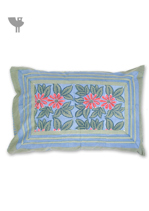 40s Cotton Pillow Cover in Floral Block Print