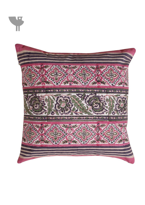 20s Cotton Cushion Cover In Lilac and Magenta Floral Print