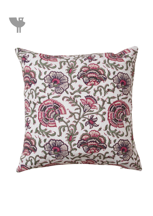 20s Cotton Cushion Cover In Lilac and Magenta Floral Print