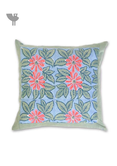 20s Cotton Cushion Cover in Floral Block Print