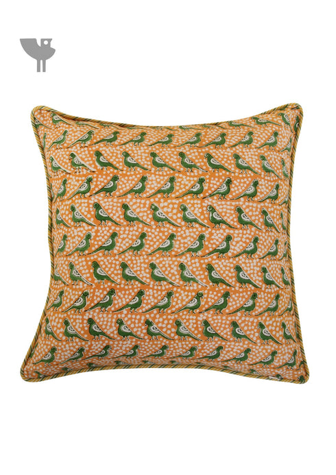 20s Cotton Cushion Cover in Parrot Print with Piping