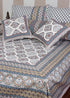 20s Cotton Cushion Cover In Grey, Bordeaux Red and Steel Blue Floral Block Print