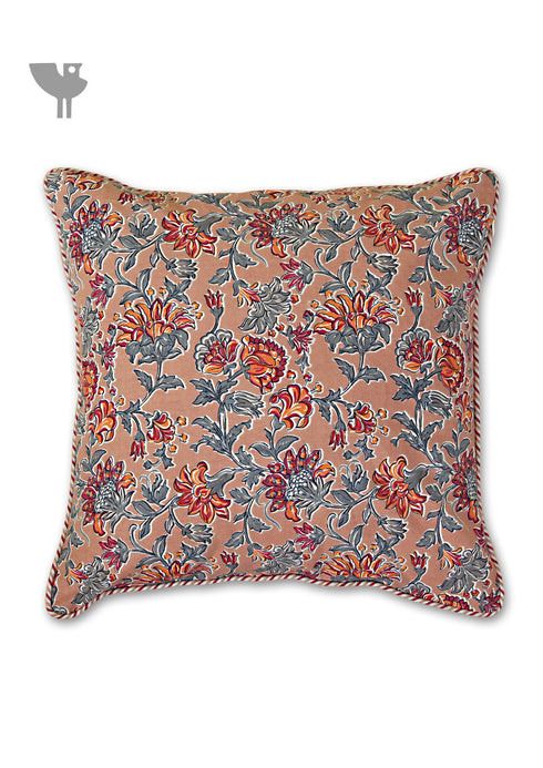 20s Cotton Cushion Cover In Magenta and Blue Grey Graphic Print