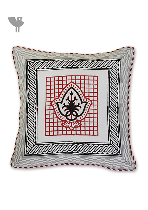 20s Cotton Cushion Cover In Graphic Block Print