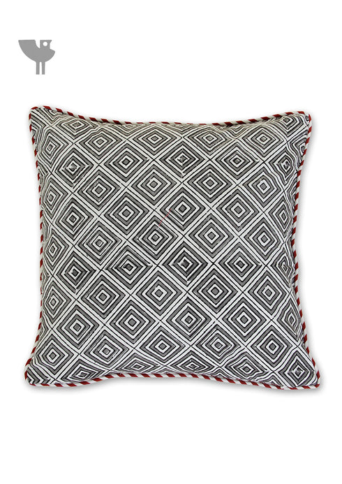 20s Cotton Cushion Cover In Graphic Block Print