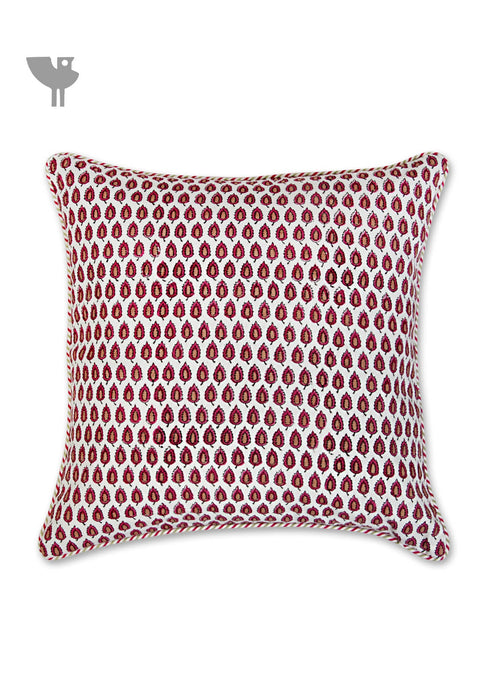 20s Cotton Cushion Cover in Floral Block Print