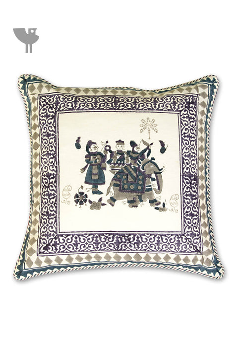 20s Cotton Cushion Cover In Graphic Block Print