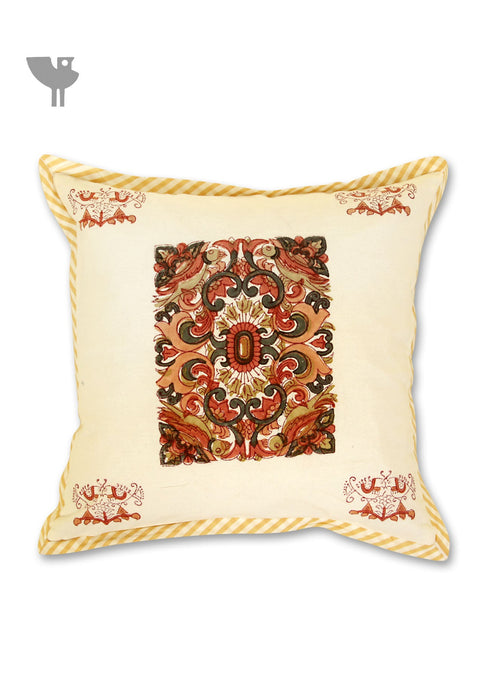 20s Cotton Cushion Cover in Floral Block Print