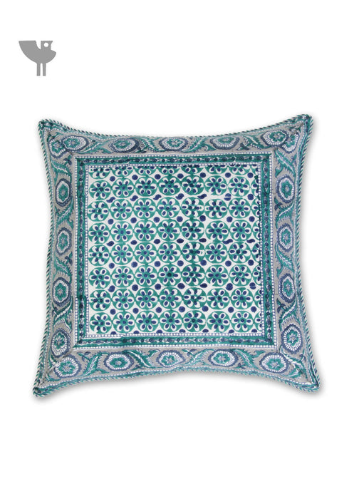 20s Cotton Cushion Cover in Floral Block Print
