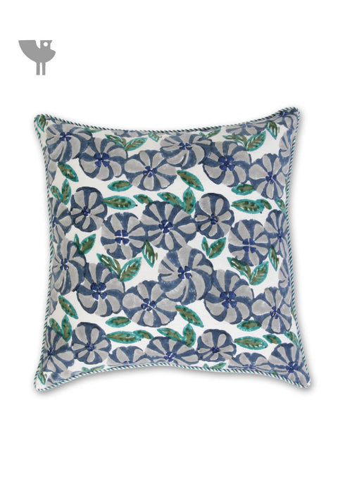 20s Cotton Cushion Cover in Floral Block Print