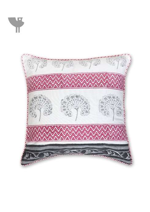 20s Cotton Cushion Cover With Graphic Block Print