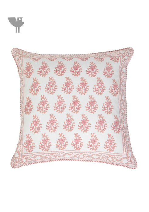 20s Cotton Cushion Cover in Floral Block Print