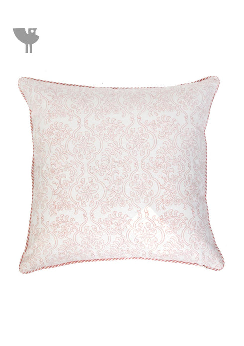 20s Cotton Cushion Cover in Floral Block Print