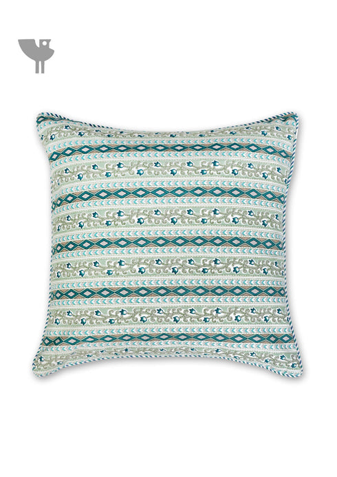 20s Cotton Cushion Cover In Emerald Green Floral Print