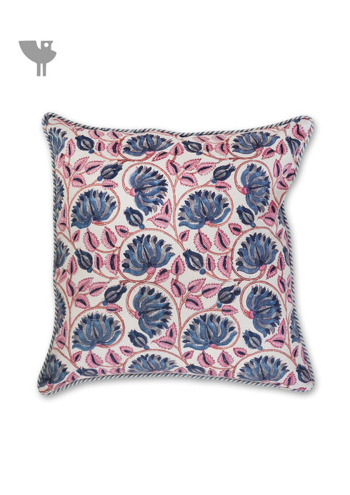 20s Cotton Cushion Cover in Floral Block Print