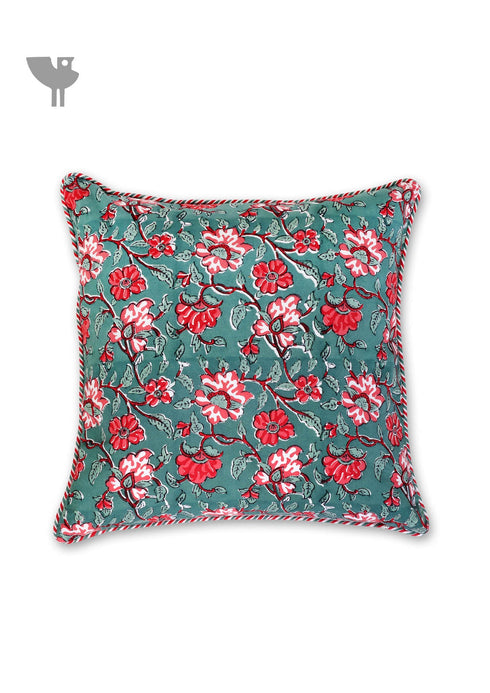 20s Cotton Cushion Cover in Floral Block Print