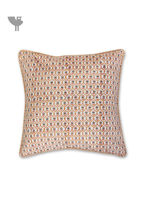 20s Cotton Cushion Cover in Floral Block Print